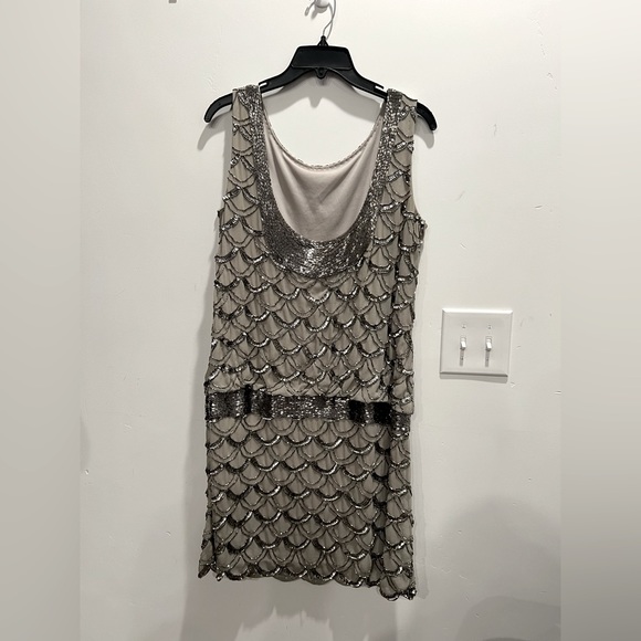 Adrianna Papell Roaring 20's Flapper Dress with Beading Slip - Picture 2 of 5